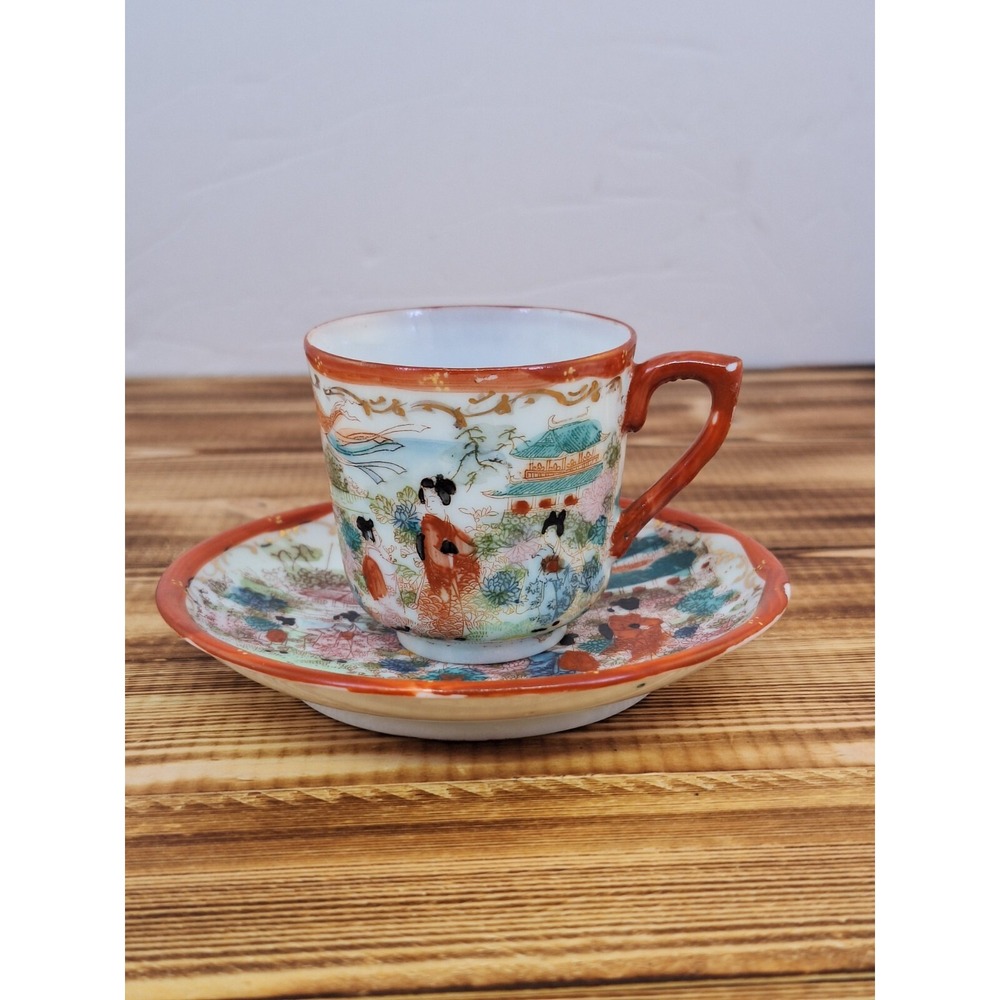 Porcelain Hand Painted Japan Demitasse Cup Saucer Lithophane‎ - Picture 2 of 10